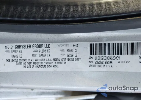 2012 Dodge Avenger Sxt z USA, uszkodzony, nr VIN 1C3CDZCBXCN126039